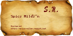 Spicz Milán névjegykártya